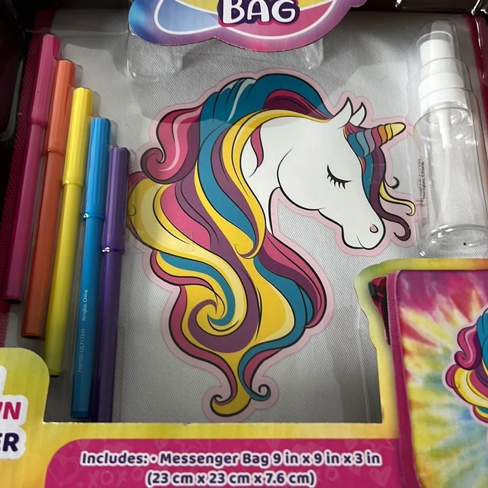 Kids tie-dye messenger bag unicorn craft